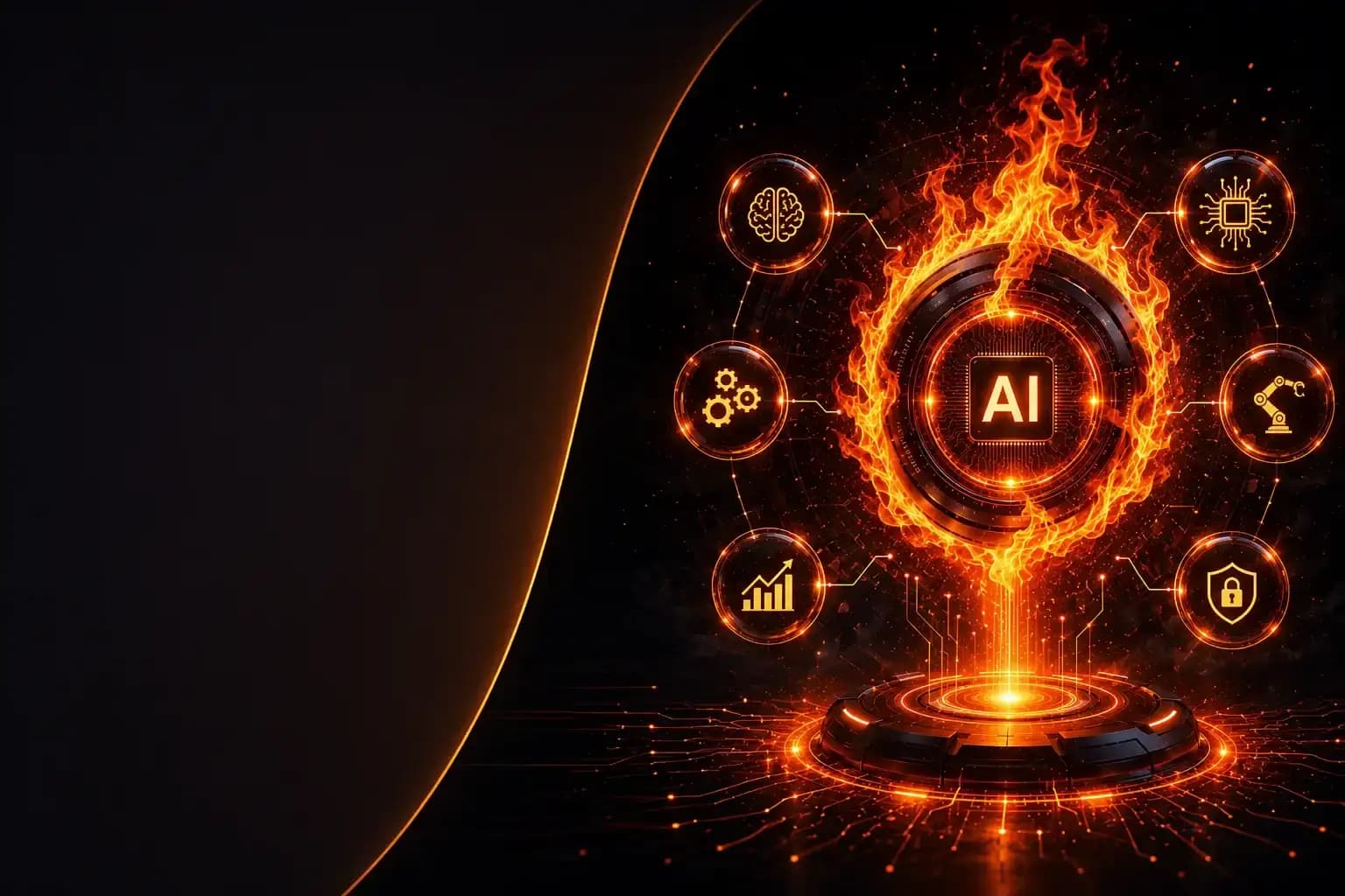 Fire AI background dark
